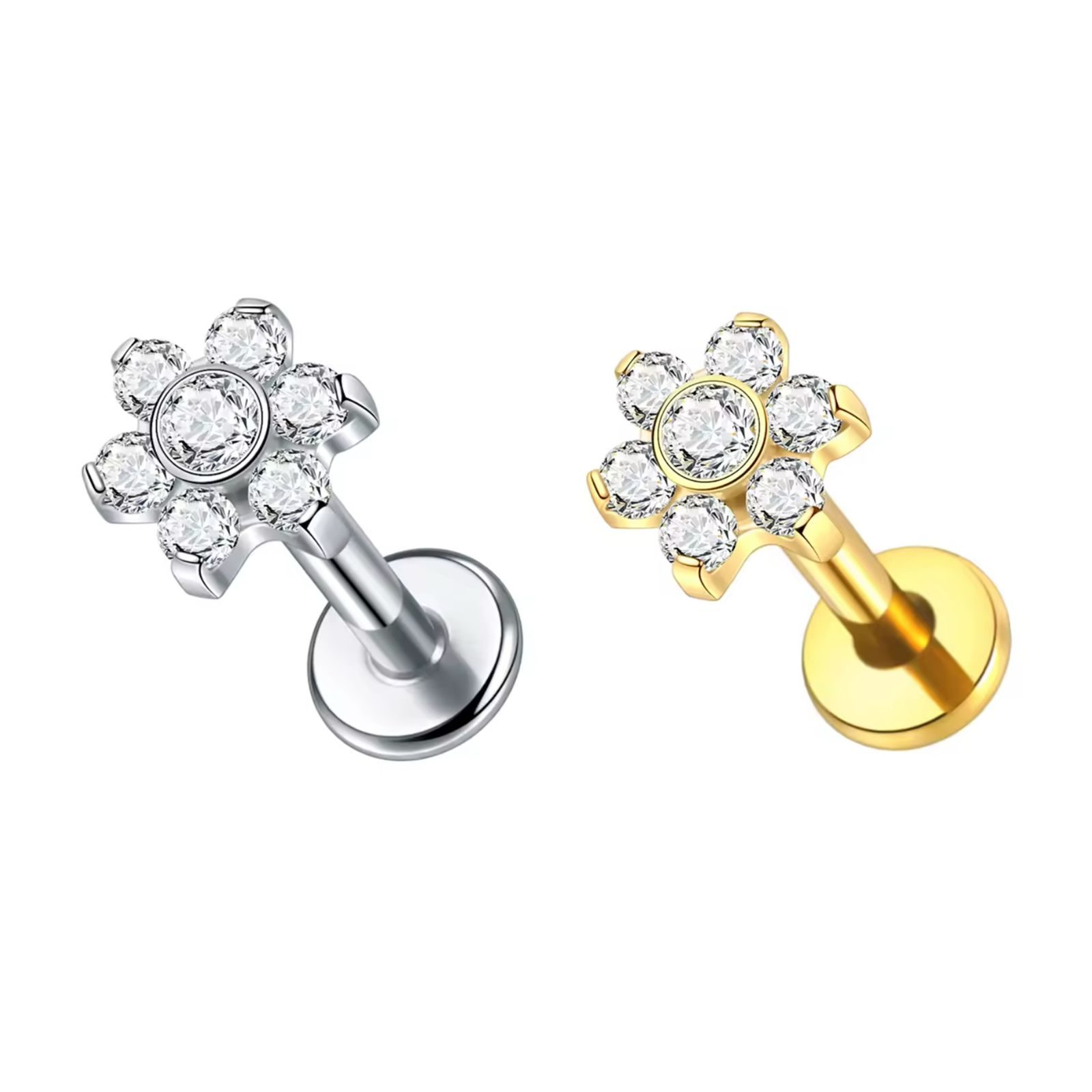 ef0fb73c-216c-45c1-91a5-00adb4f644b2 Piercing Labret Titânio Flor 6 Petálas /T308 - Imagem 1