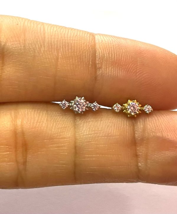 Piercing Labret Aço Geométrico com Zircônia/A742 - Imagem 2