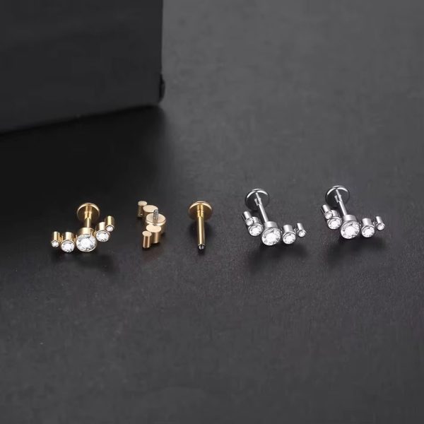 Piercing Labret Aço Cluster 5 Zircônia/A742 - Imagem 8