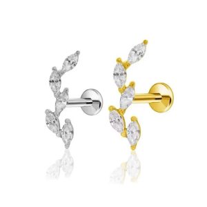 Piercing Labret Aço Galho 5 Zircônia/A738