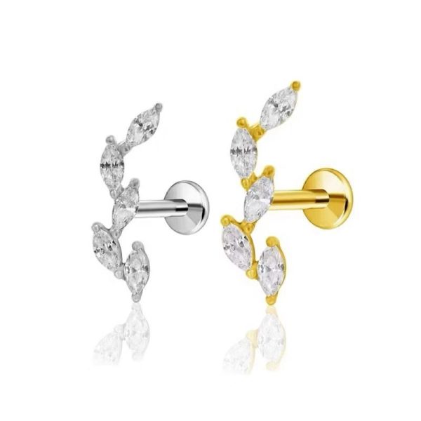 Piercing Labret Aço Galho 5 Zircônia/A738 - Imagem 1