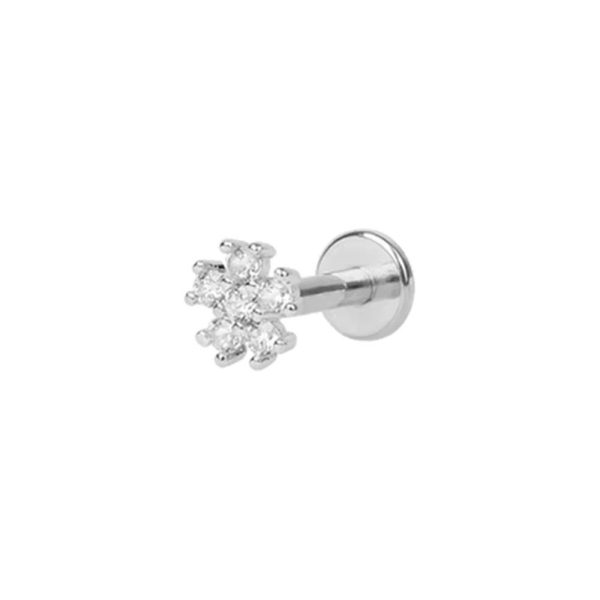 Piercing Labret Aço Cirúgico Flor Zircônia Cravejada/A745 - Imagem 3