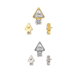 Piercing Labret Aço Triângulo com Zircônia/A743