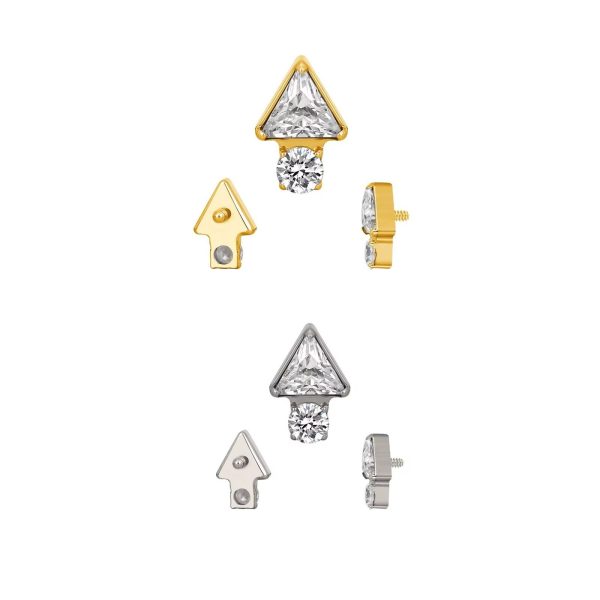Piercing Labret Aço Triângulo com Zircônia/A743 - Imagem 1