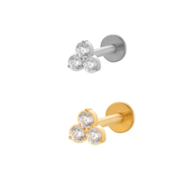 Piercing Labret Aço 3 Zircônia/A735 - Imagem 1