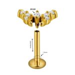 Piercing Labret Aço Borboleta com Zirconia/A739 - Imagem 2