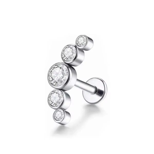 Piercing Labret Aço Cluster 5 Zircônia/A742 - Imagem 5