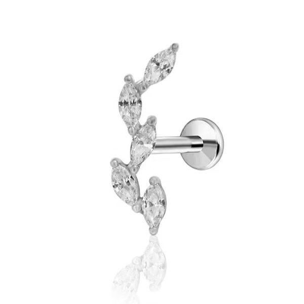 Piercing Labret Aço Galho 5 Zircônia/A738 - Imagem 4