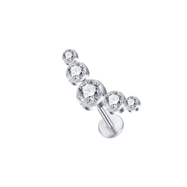 Piercing Labret Aço Cluster 5 Zircônia/A742 - Imagem 3