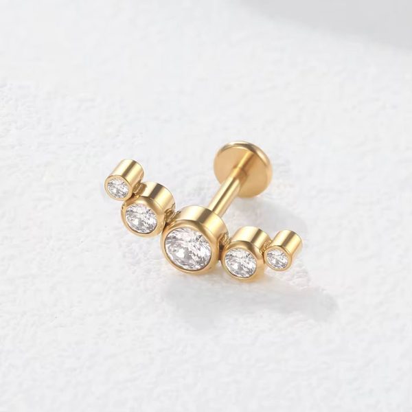 Piercing Labret Aço Cluster 5 Zircônia/A742 - Imagem 4