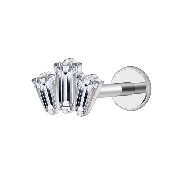 Piercing Labret Cluster Aço 3 Zicônias /A744 - Imagem 3