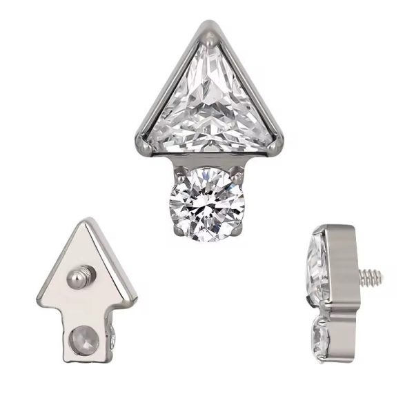 Piercing Labret Aço Triângulo com Zircônia/A743 - Imagem 3