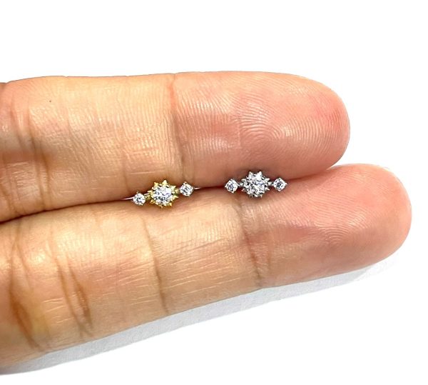 Piercing Labret Aço Geométrico com Zircônia/A742 - Imagem 3
