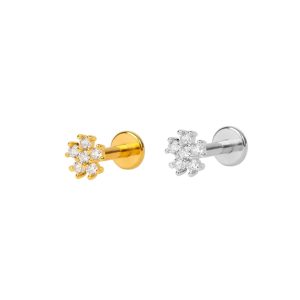 Piercing Labret Aço Cirúgico Flor Zircônia Cravejada/A745