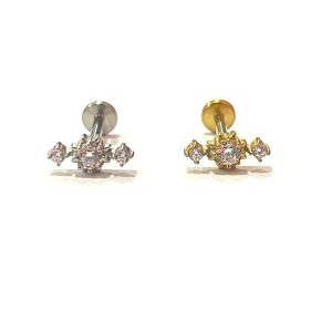 Piercing Labret Aço Geométrico com Zircônia/A742
