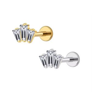 Piercing Labret Cluster Aço 3 Zicônias /A744