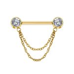 Piercing Mamilo Titânio Zircônia Corrente/T755 - Imagem 2
