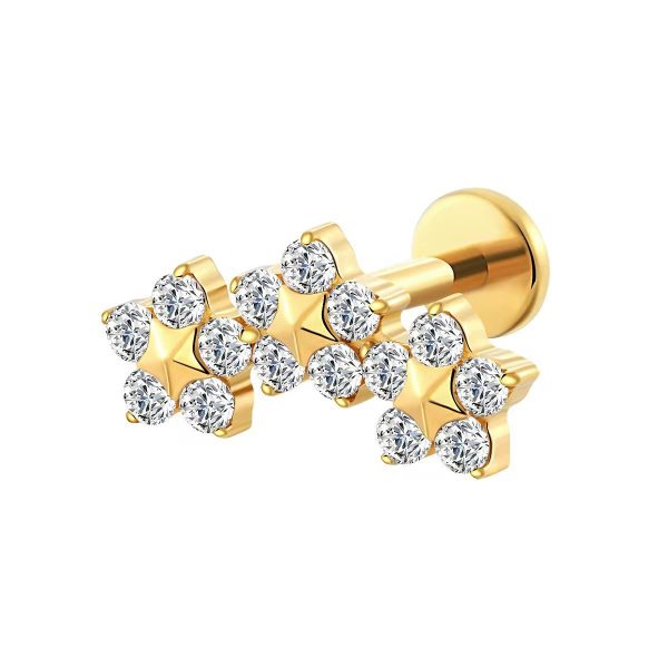 Piercing Labret Titânio Cluster 3 Flores/T764 - Imagem 5
