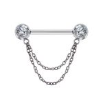 Piercing Mamilo Titânio Zircônia Corrente/T755 - Imagem 3