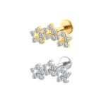 Piercing Labret Titânio Cluster 3 Flores/T764