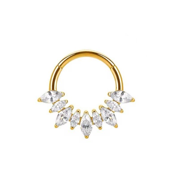 Piercing Argola Titânio Segmento Articulado 9 Pedras Zircônia Oval/T772 - Imagem 4
