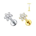 Piercing Labret Titânio Flor 6 Petálas Push Pin /T785