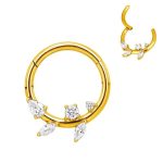 Piercing Argola Titânio Folha Zircônia Cravejada/T771 - Imagem 2