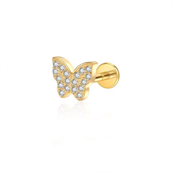 Piercing Labret Titânio Borboleta Zirconias Cravejada/T766 - Imagem 4