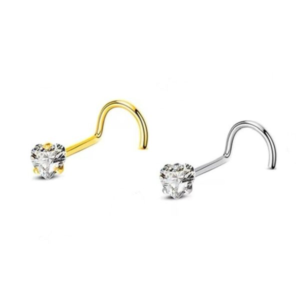 Piercing Nostril Aço Cirúrgico Coração Zirconia/A780 - Imagem 7
