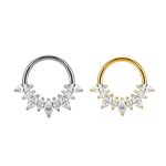 Piercing Argola Titânio Segmento Articulado 9 Pedras Zircônia Oval/T772