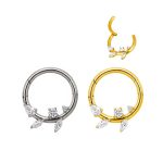 Piercing Argola Titânio Folha Zircônia Cravejada/T771