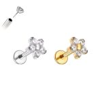 Piercing Labret Titânio Flor 5 Pétalas Push Pin /T783