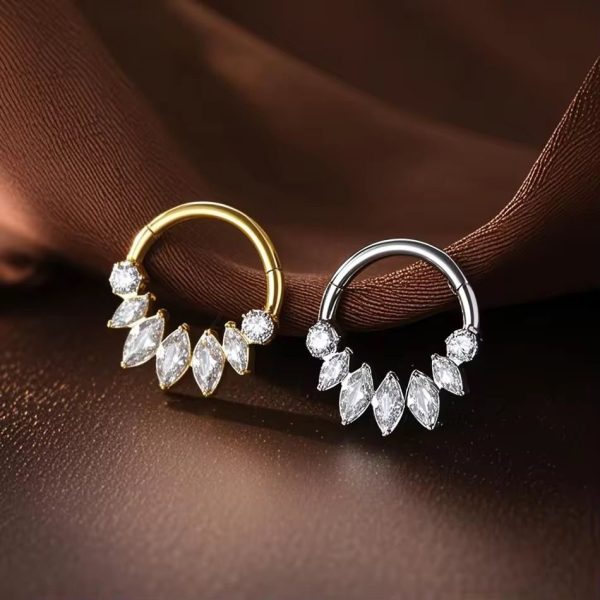 Piercing Argola Titânio Segmento Articulado Zircônia Cravejada/T770 - Imagem 8