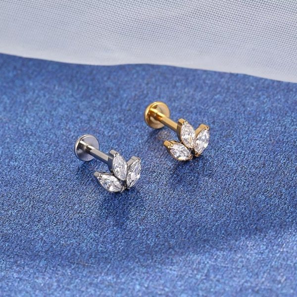 Piercing Labret Titânio 3 Pedras Zircônias/T782 - Imagem 3
