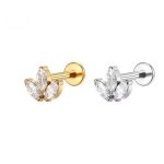 Piercing Labret Titânio 3 Pedras Zircônias/T782