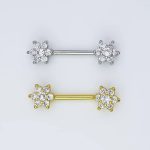 Piercing Mamilo Aço Cirúrgico Zircônia Flor/A776