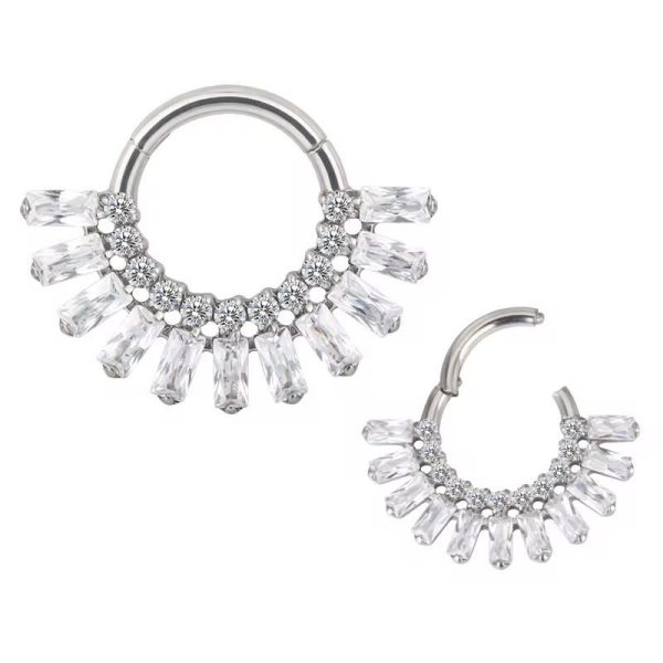 Piercing Argola Titânio Segmento Articulado Zircônia Cravejada/T768 - Imagem 2