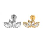Piercing Labret Titânio 4 folhas Cravejado/T796
