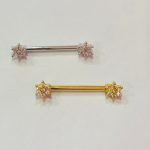 Piercing Mamilo Aço Flor De 6 Pétalas Com Cravejado/A809