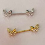 Piercing Mamilo Aço Cirúrgico Zircônico Borboleta/A811
