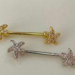 Piercing Mamilo Aço Cirúrgico Zircônico Estrela-Do-Mar/A803