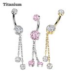 Piercing Titânio Umbigo Cravejado Com Lenço/T801