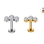 Piercing Labret Titânio 3 Pedras Cravejado/T797