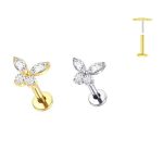 Piercing Labret Titânio Mini Borboleta Push Pin/T794