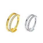 Argola Dupla Aberta Com Zircônia Aço Cirúrgico/A814