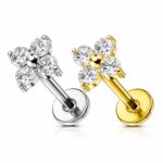 Piercing Labret Titânio Trevo 4 Folhas/T829