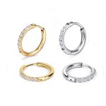 Brinco Titânio Argolinha Com Zircônia Cravejada/T384