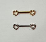 Piercing Titânio Mamilo Coração Vasado Mini Zircônias/T820 - Imagem 2