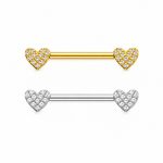 Piercing Titânio Mamilo Coração Mini Zircônias /T756