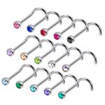 Piercing Nostril Titânio Pedras Coloridas Sem Garras/T834